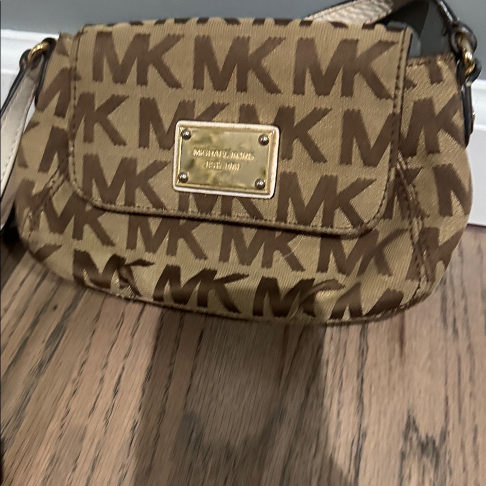 Michael Kors Tan and Brown Logo Crossbody